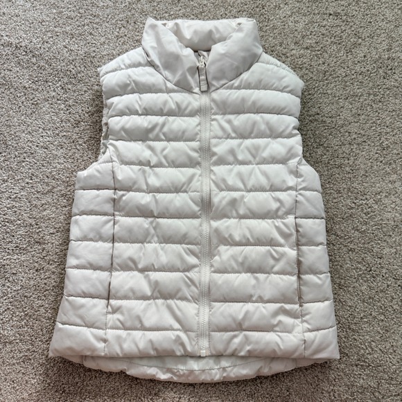 Old Navy Active Other - Old Navy Puffer Vest Kids Size M 8 Cream Off White Quilted Active Full Zip